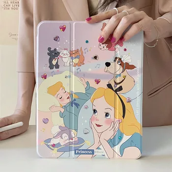 Чехол для планшета Disney Alice для iPad Air 4 5 Mini 6 iPad Pro 11 2022 7/8/9/10 поколения, вращающийся на 360 ° держатель, защитный чехол