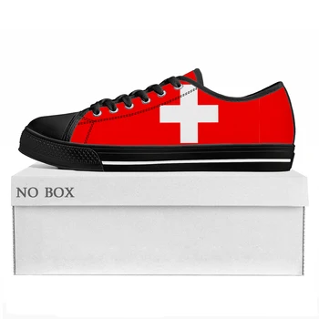 Швейцарские Флаговые кроссовки с низким верхом, Высококачественные Мужские Женские Кроссовки для подростков, Парусиновые кроссовки Switzerland Prode, Повседневная обувь для пар, Обувь на заказ