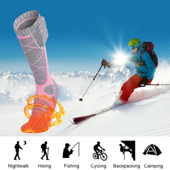 Электрические теплые носки для ног с батарейным подогревом 3,7 В, эластичные удобные носки с 3 режимами регулировки для рыбалки, кемпинга, пеших прогулок, катания на лыжах